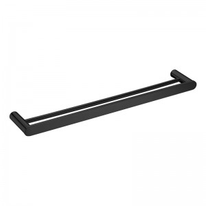 SS Round Matte Black 805 Double Towel Rail